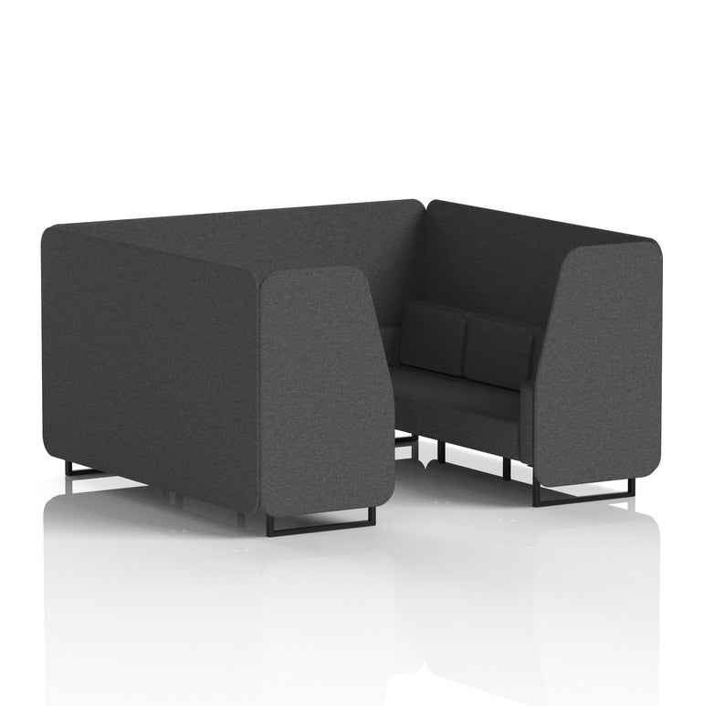 Brixworth Single Tone Office Booth – 2/4/6 Seater, Multiple Panel & Sofa Colours, Black or White Frame, Plywood/Foam/Fabric, Self-Assembly, 10yr Frame Warranty