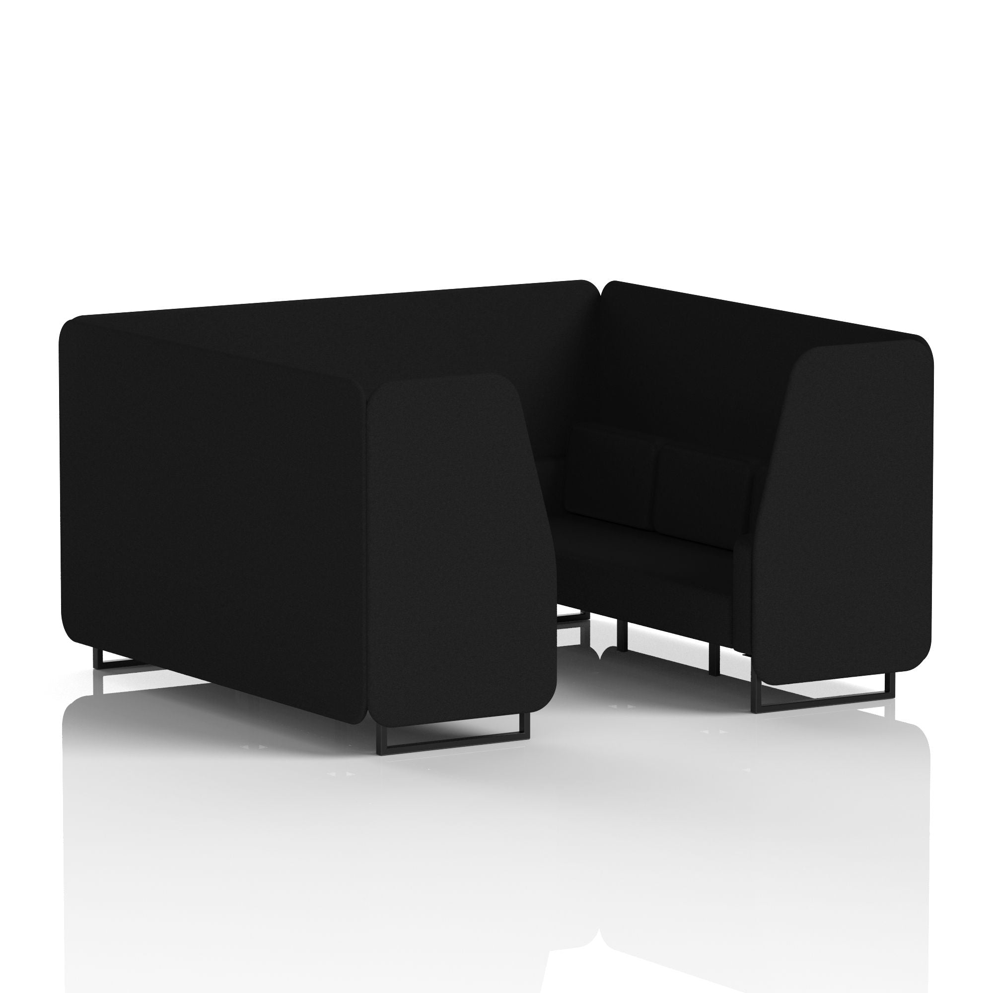 Brixworth Single Tone Office Booth – 2/4/6 Seater, Multiple Panel & Sofa Colours, Black or White Frame, Plywood/Foam/Fabric, Self-Assembly, 10yr Frame Warranty