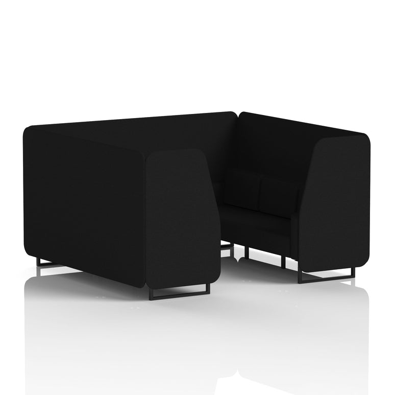 Brixworth Single Tone Office Booth – 2/4/6 Seater, Multiple Panel & Sofa Colours, Black or White Frame, Plywood/Foam/Fabric, Self-Assembly, 10yr Frame Warranty