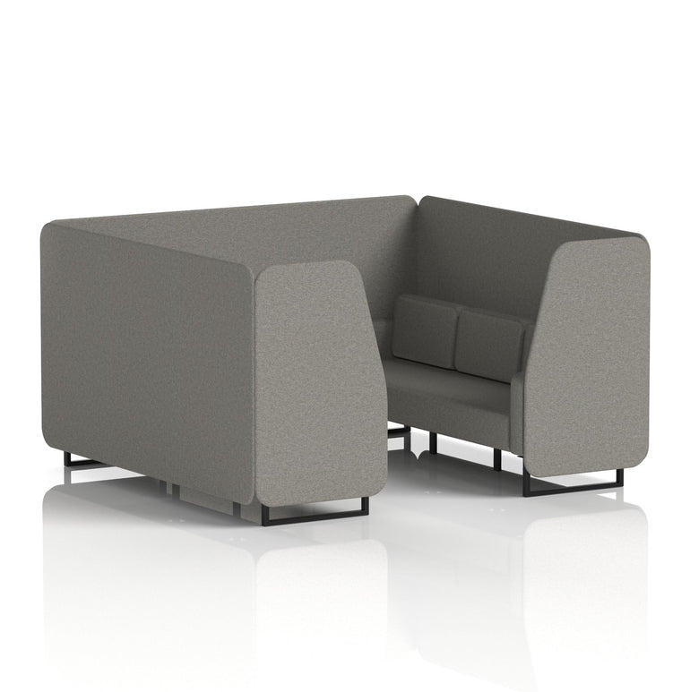 Brixworth Single Tone Office Booth – 2/4/6 Seater, Multiple Panel & Sofa Colours, Black or White Frame, Plywood/Foam/Fabric, Self-Assembly, 10yr Frame Warranty