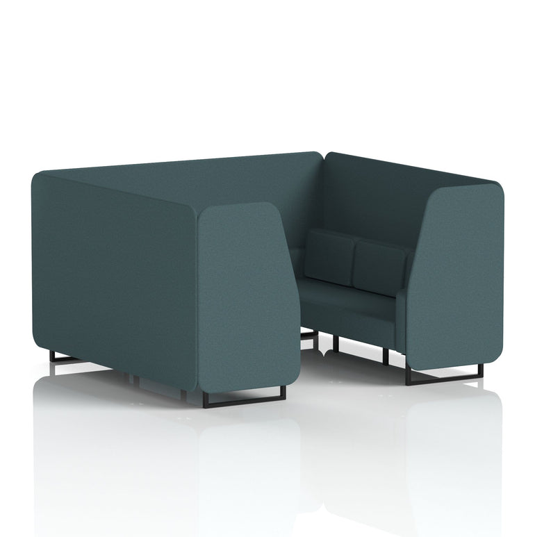 Brixworth Single Tone Office Booth – 2/4/6 Seater, Multiple Panel & Sofa Colours, Black or White Frame, Plywood/Foam/Fabric, Self-Assembly, 10yr Frame Warranty