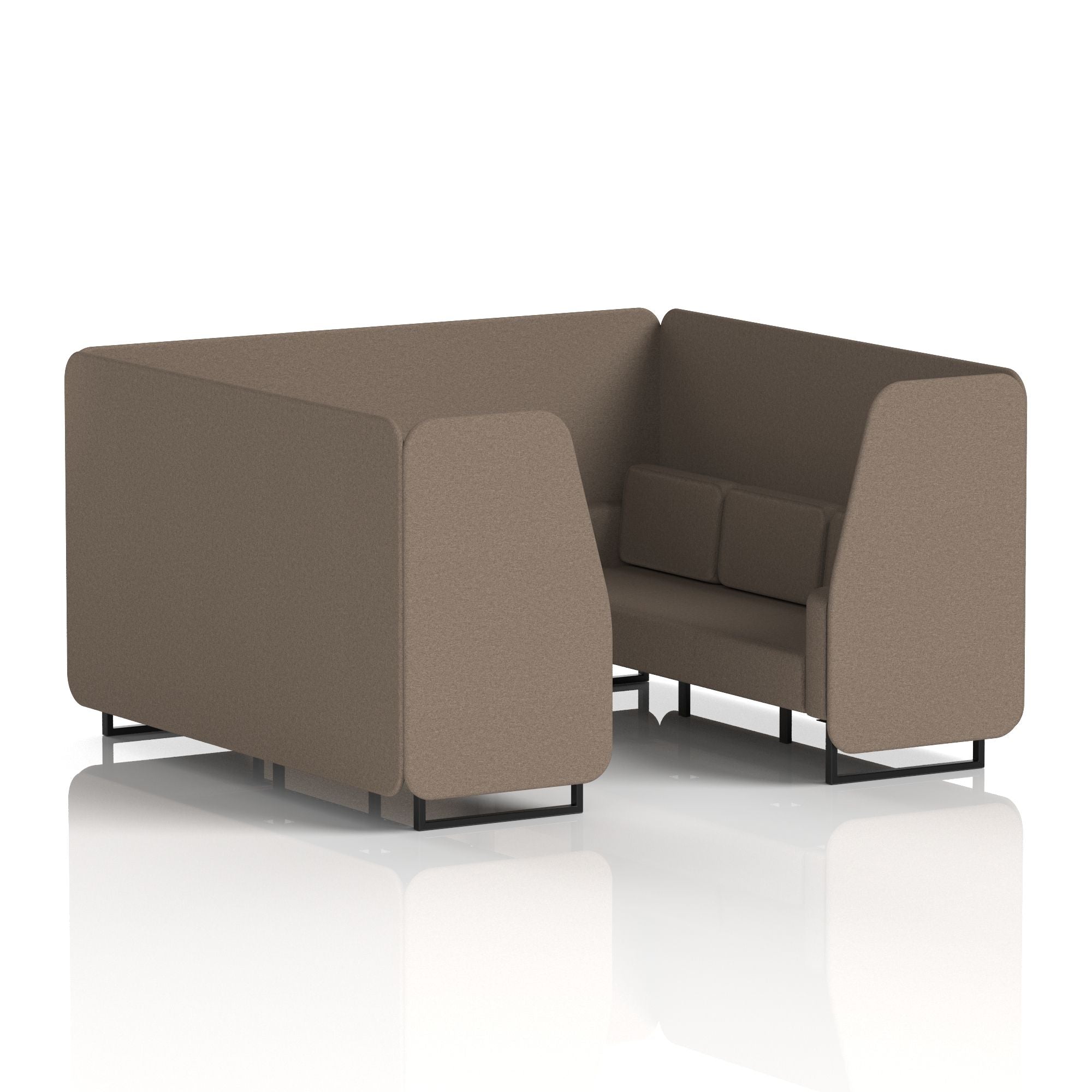 Brixworth Single Tone Office Booth – 2/4/6 Seater, Multiple Panel & Sofa Colours, Black or White Frame, Plywood/Foam/Fabric, Self-Assembly, 10yr Frame Warranty