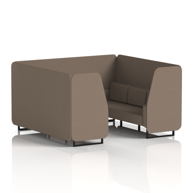 Brixworth Single Tone Office Booth – 2/4/6 Seater, Multiple Panel & Sofa Colours, Black or White Frame, Plywood/Foam/Fabric, Self-Assembly, 10yr Frame Warranty