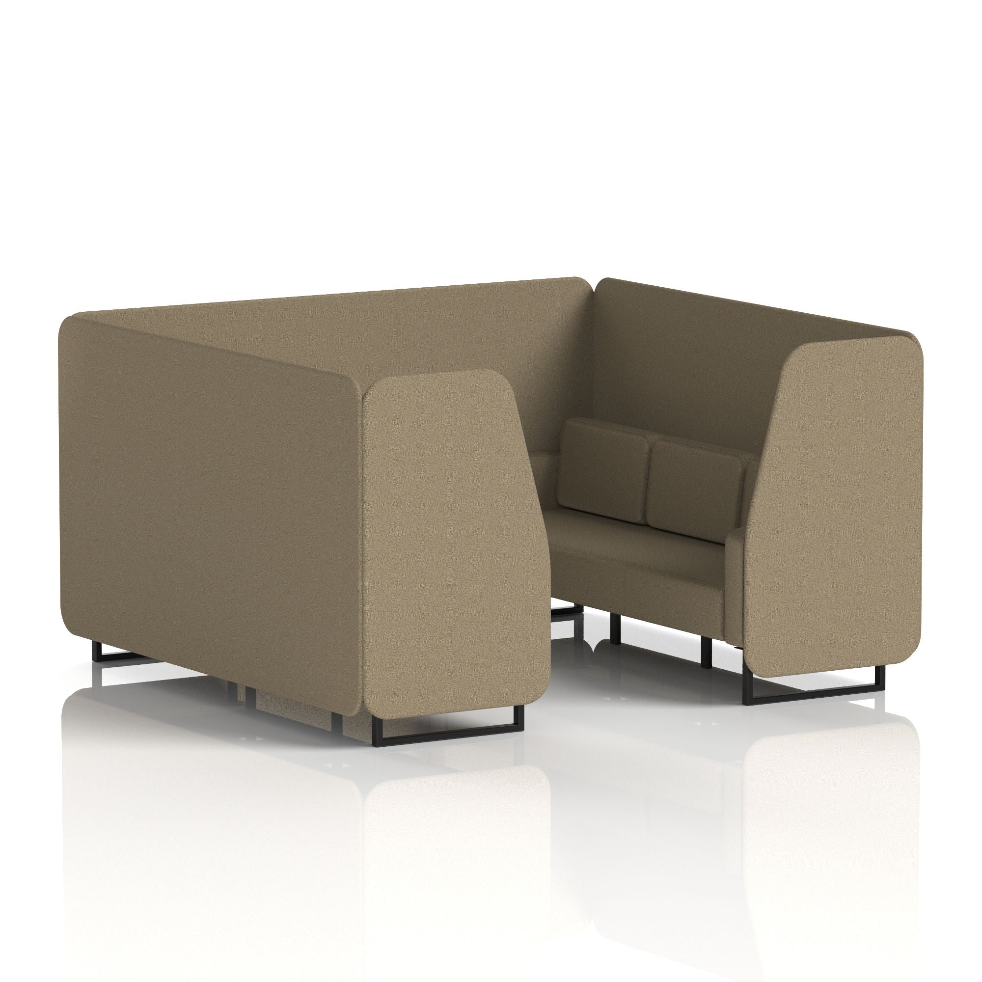 Brixworth Single Tone Office Booth – 2/4/6 Seater, Multiple Panel & Sofa Colours, Black or White Frame, Plywood/Foam/Fabric, Self-Assembly, 10yr Frame Warranty