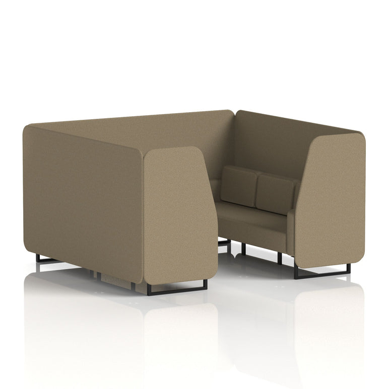 Brixworth Single Tone Office Booth – 2/4/6 Seater, Multiple Panel & Sofa Colours, Black or White Frame, Plywood/Foam/Fabric, Self-Assembly, 10yr Frame Warranty