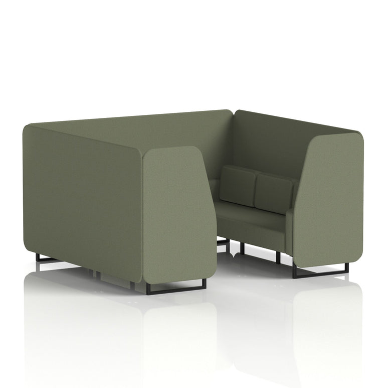 Brixworth Single Tone Office Booth – 2/4/6 Seater, Multiple Panel & Sofa Colours, Black or White Frame, Plywood/Foam/Fabric, Self-Assembly, 10yr Frame Warranty