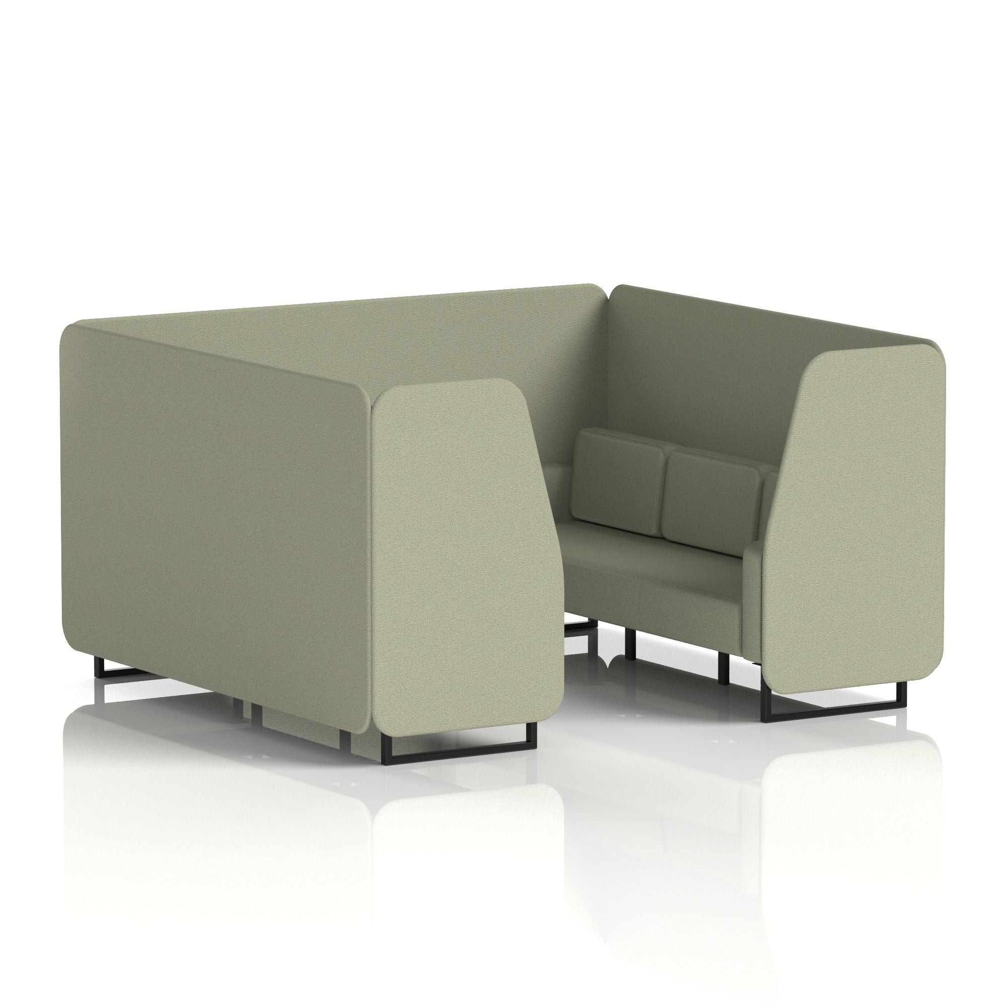 Brixworth Single Tone Office Booth – 2/4/6 Seater, Multiple Panel & Sofa Colours, Black or White Frame, Plywood/Foam/Fabric, Self-Assembly, 10yr Frame Warranty