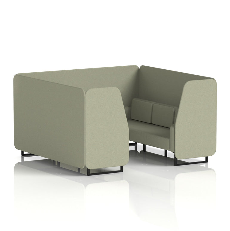 Brixworth Single Tone Office Booth – 2/4/6 Seater, Multiple Panel & Sofa Colours, Black or White Frame, Plywood/Foam/Fabric, Self-Assembly, 10yr Frame Warranty