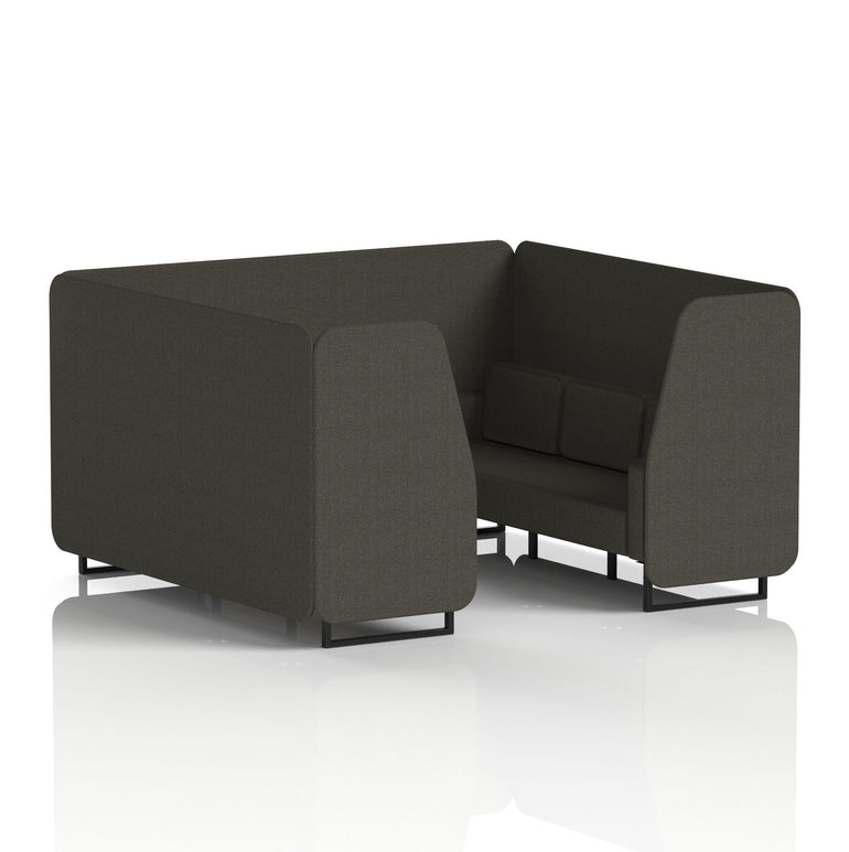 Brixworth Single Tone Office Booth – 2/4/6 Seater, Multiple Panel & Sofa Colours, Black or White Frame, Plywood/Foam/Fabric, Self-Assembly, 10yr Frame Warranty