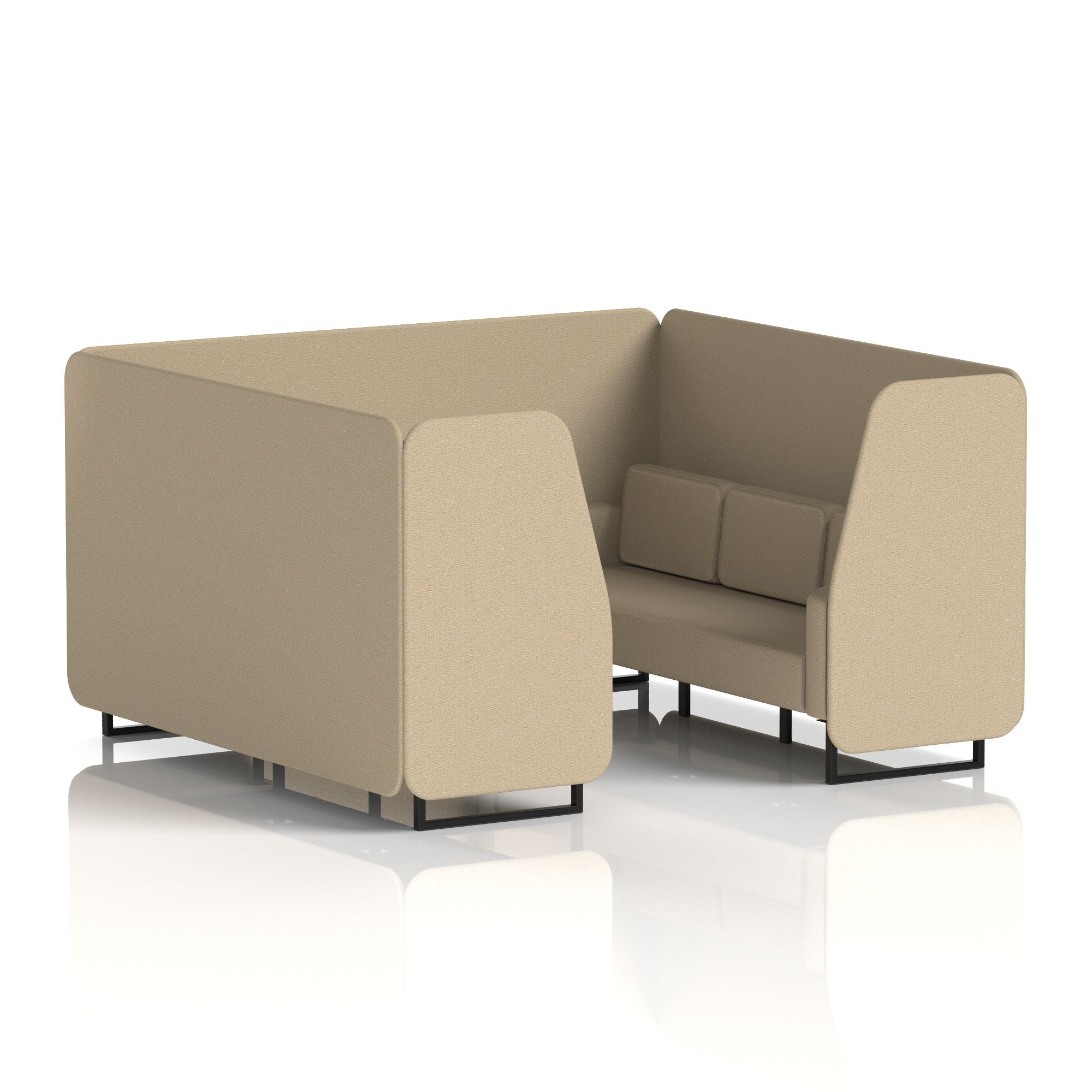 Brixworth Single Tone Office Booth – 2/4/6 Seater, Multiple Panel & Sofa Colours, Black or White Frame, Plywood/Foam/Fabric, Self-Assembly, 10yr Frame Warranty