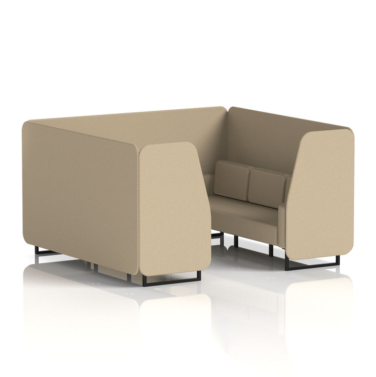 Brixworth Single Tone Office Booth – 2/4/6 Seater, Multiple Panel & Sofa Colours, Black or White Frame, Plywood/Foam/Fabric, Self-Assembly, 10yr Frame Warranty
