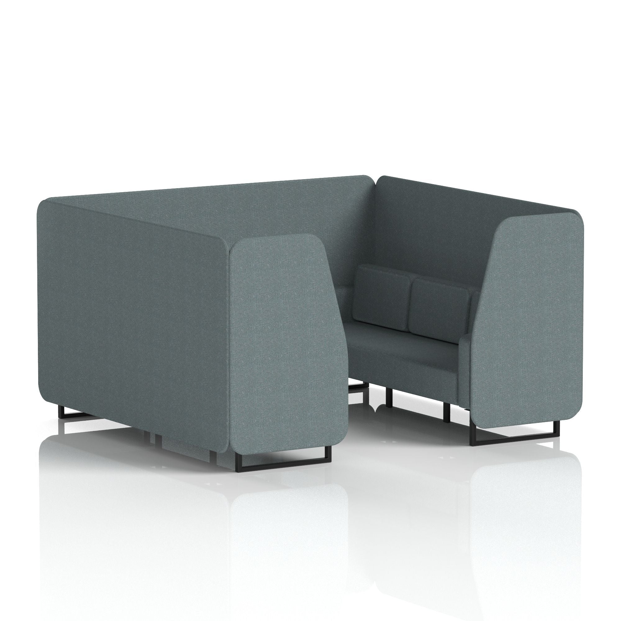 Brixworth Single Tone Office Booth – 2/4/6 Seater, Multiple Panel & Sofa Colours, Black or White Frame, Plywood/Foam/Fabric, Self-Assembly, 10yr Frame Warranty