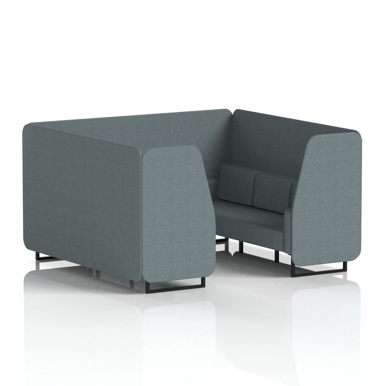 Brixworth Single Tone Office Booth – 2/4/6 Seater, Multiple Panel & Sofa Colours, Black or White Frame, Plywood/Foam/Fabric, Self-Assembly, 10yr Frame Warranty