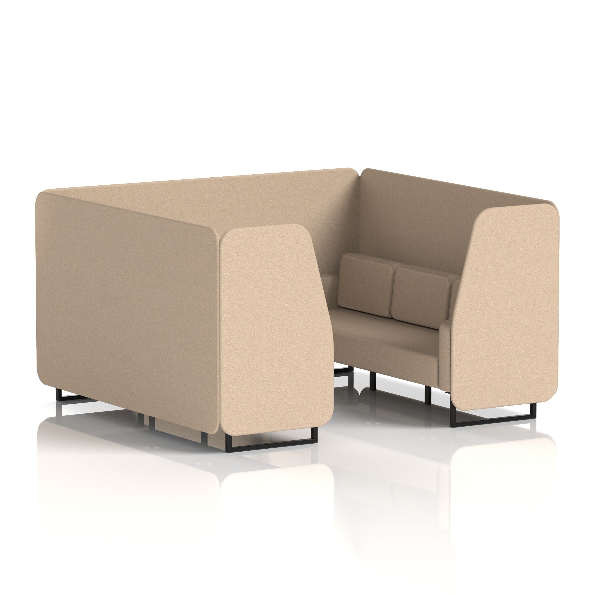 Brixworth Single Tone Office Booth – 2/4/6 Seater, Multiple Panel & Sofa Colours, Black or White Frame, Plywood/Foam/Fabric, Self-Assembly, 10yr Frame Warranty