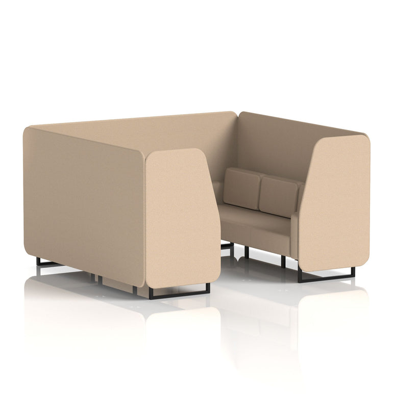 Brixworth Single Tone Office Booth – 2/4/6 Seater, Multiple Panel & Sofa Colours, Black or White Frame, Plywood/Foam/Fabric, Self-Assembly, 10yr Frame Warranty