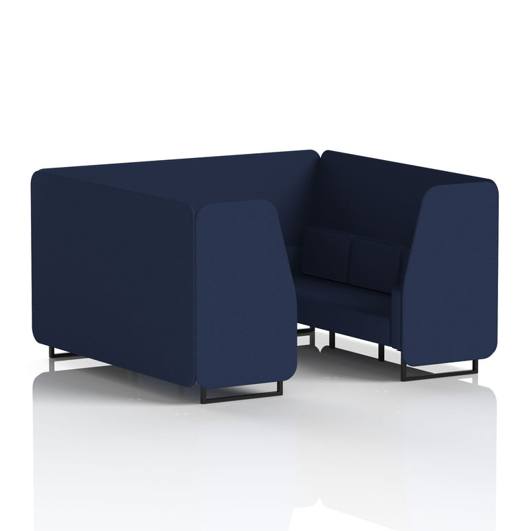 Brixworth Single Tone Office Booth – 2/4/6 Seater, Multiple Panel & Sofa Colours, Black or White Frame, Plywood/Foam/Fabric, Self-Assembly, 10yr Frame Warranty