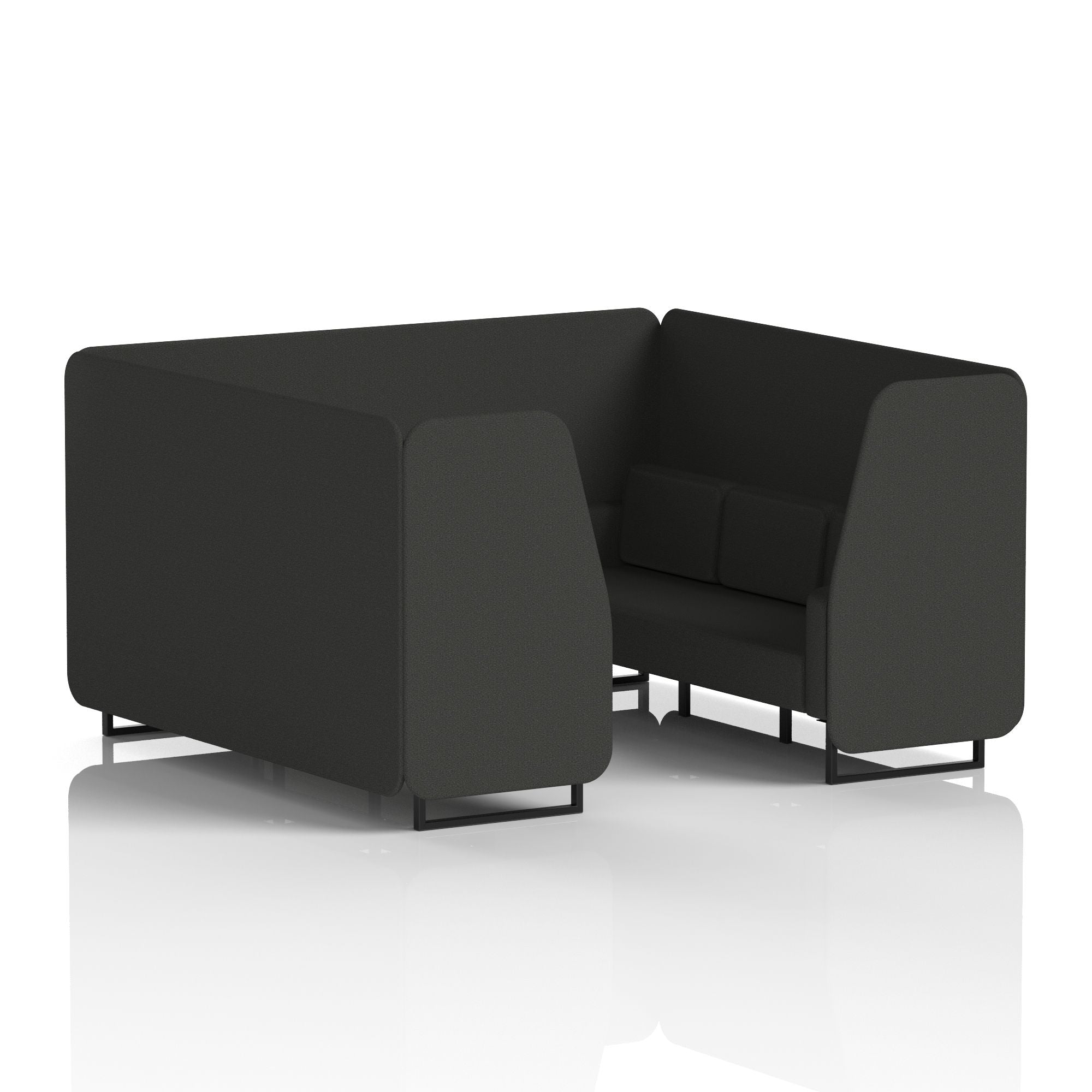 Brixworth Single Tone Office Booth – 2/4/6 Seater, Multiple Panel & Sofa Colours, Black or White Frame, Plywood/Foam/Fabric, Self-Assembly, 10yr Frame Warranty
