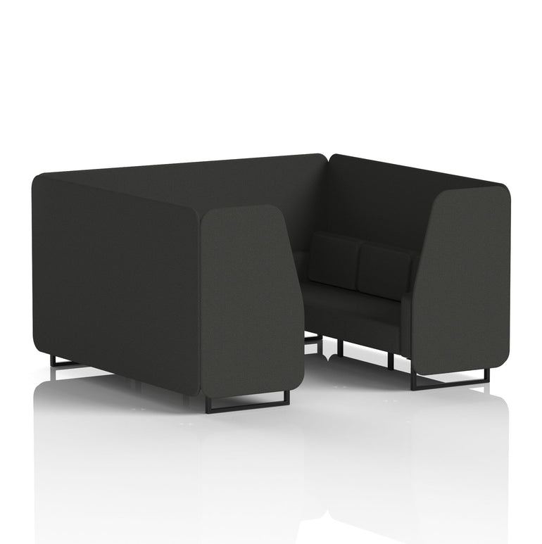 Brixworth Single Tone Office Booth – 2/4/6 Seater, Multiple Panel & Sofa Colours, Black or White Frame, Plywood/Foam/Fabric, Self-Assembly, 10yr Frame Warranty