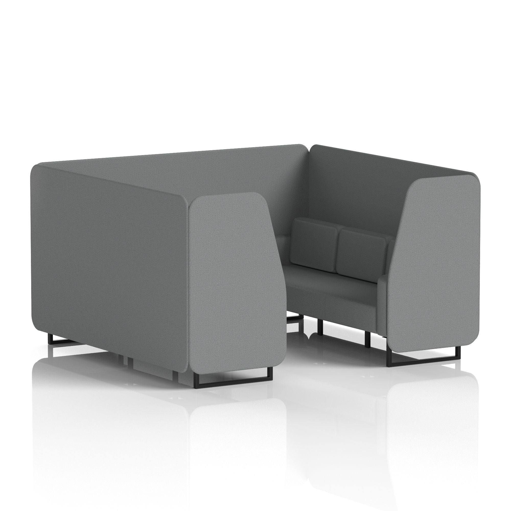 Brixworth Single Tone Office Booth – 2/4/6 Seater, Multiple Panel & Sofa Colours, Black or White Frame, Plywood/Foam/Fabric, Self-Assembly, 10yr Frame Warranty