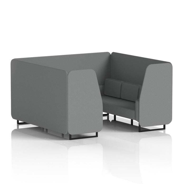 Brixworth Single Tone Office Booth – 2/4/6 Seater, Multiple Panel & Sofa Colours, Black or White Frame, Plywood/Foam/Fabric, Self-Assembly, 10yr Frame Warranty