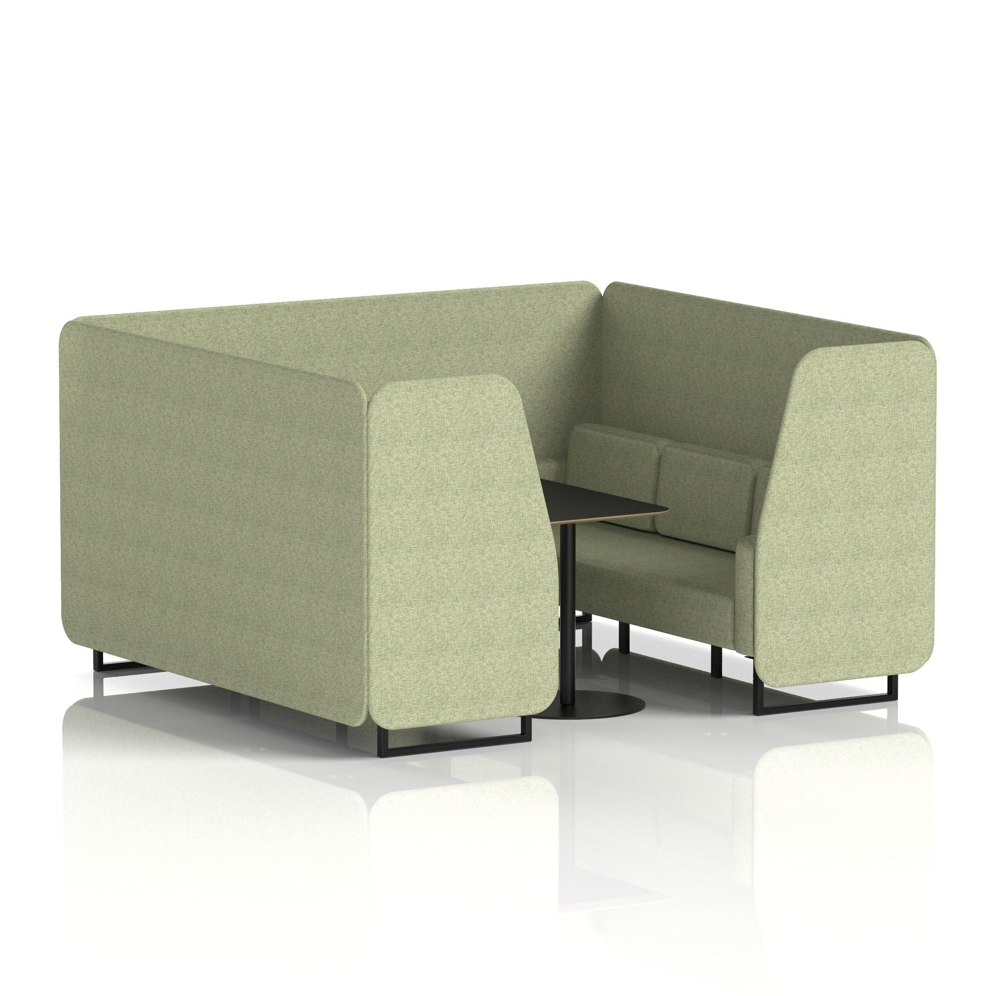 Brixworth Booth with Black Table – 2/4/6 Seater Office Pod, Multiple Colour Options, Black Frame, Plywood & Fabric, Self-Assembly, 10yr Frame Warranty