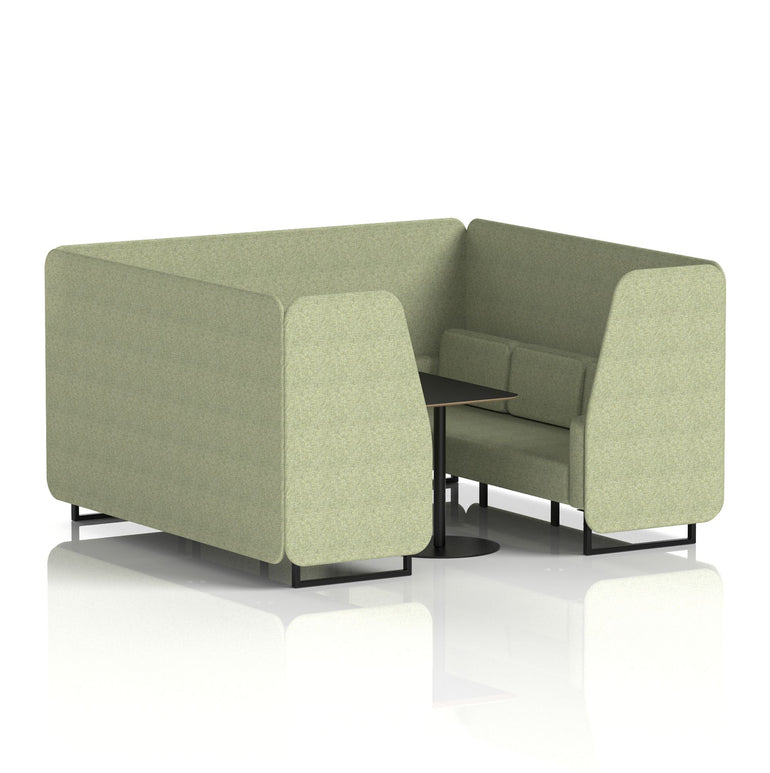 Brixworth Booth with Black Table – 2/4/6 Seater Office Pod, Multiple Colour Options, Black Frame, Plywood & Fabric, Self-Assembly, 10yr Frame Warranty