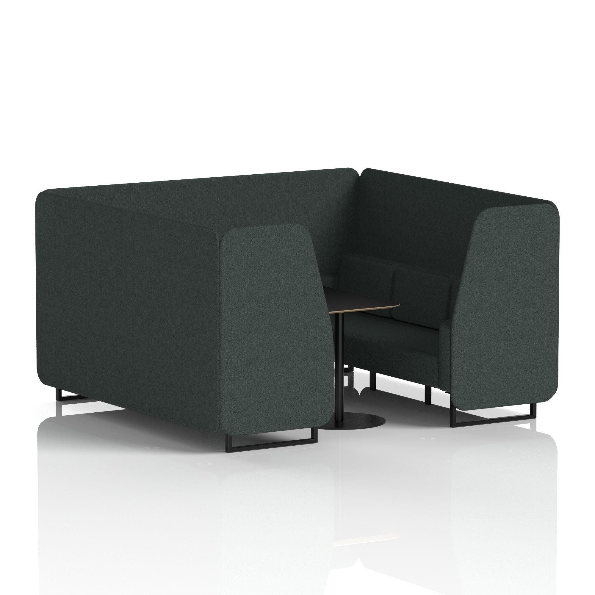 Brixworth Booth with Black Table – 2/4/6 Seater Office Pod, Multiple Colour Options, Black Frame, Plywood & Fabric, Self-Assembly, 10yr Frame Warranty