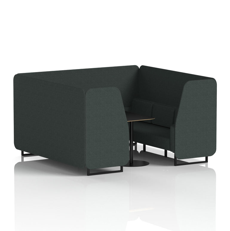 Brixworth Booth with Black Table – 2/4/6 Seater Office Pod, Multiple Colour Options, Black Frame, Plywood & Fabric, Self-Assembly, 10yr Frame Warranty