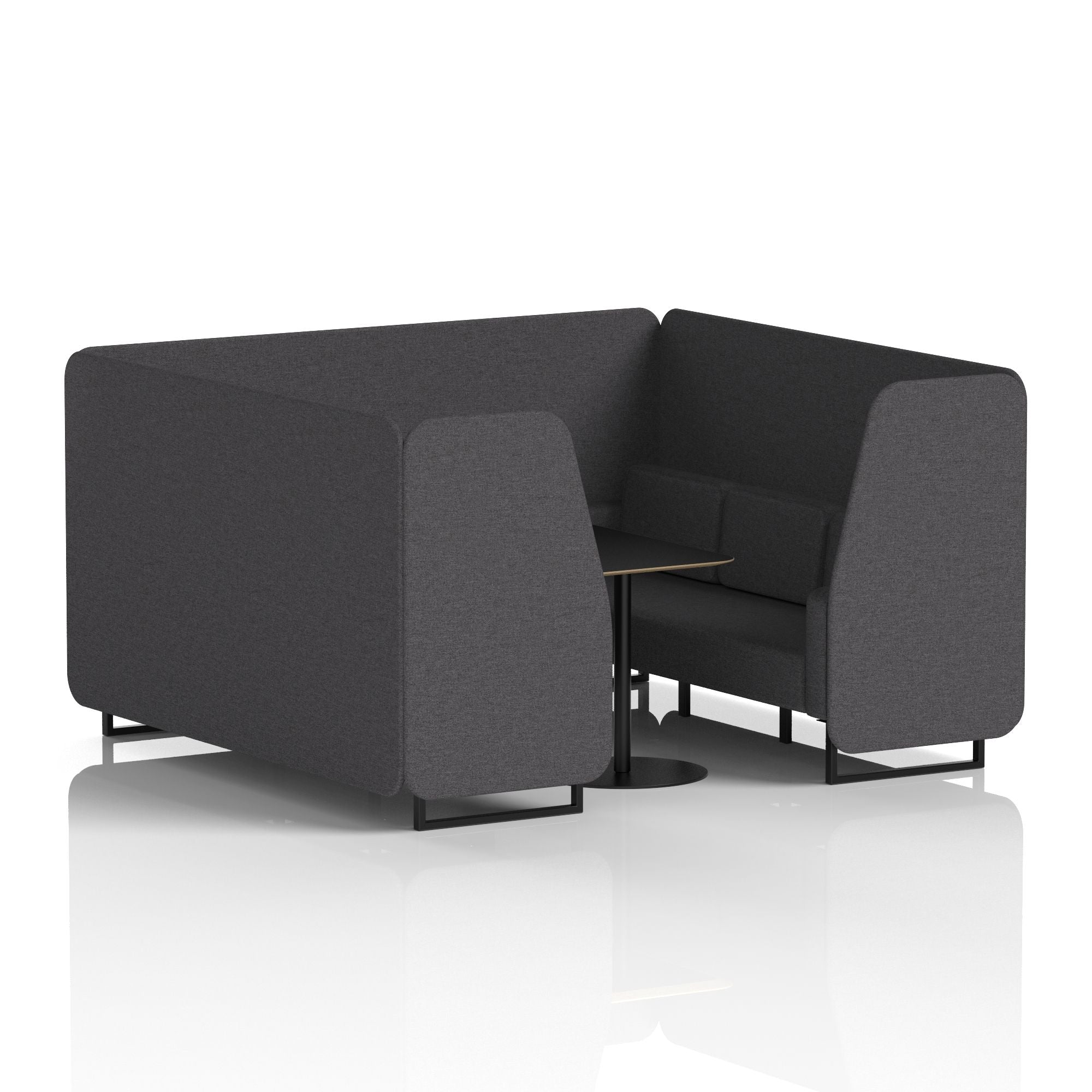 Brixworth Booth with Black Table – 2/4/6 Seater Office Pod, Multiple Colour Options, Black Frame, Plywood & Fabric, Self-Assembly, 10yr Frame Warranty