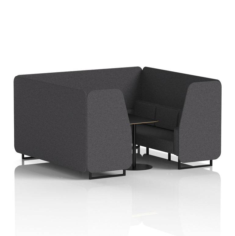 Brixworth Booth with Black Table – 2/4/6 Seater Office Pod, Multiple Colour Options, Black Frame, Plywood & Fabric, Self-Assembly, 10yr Frame Warranty