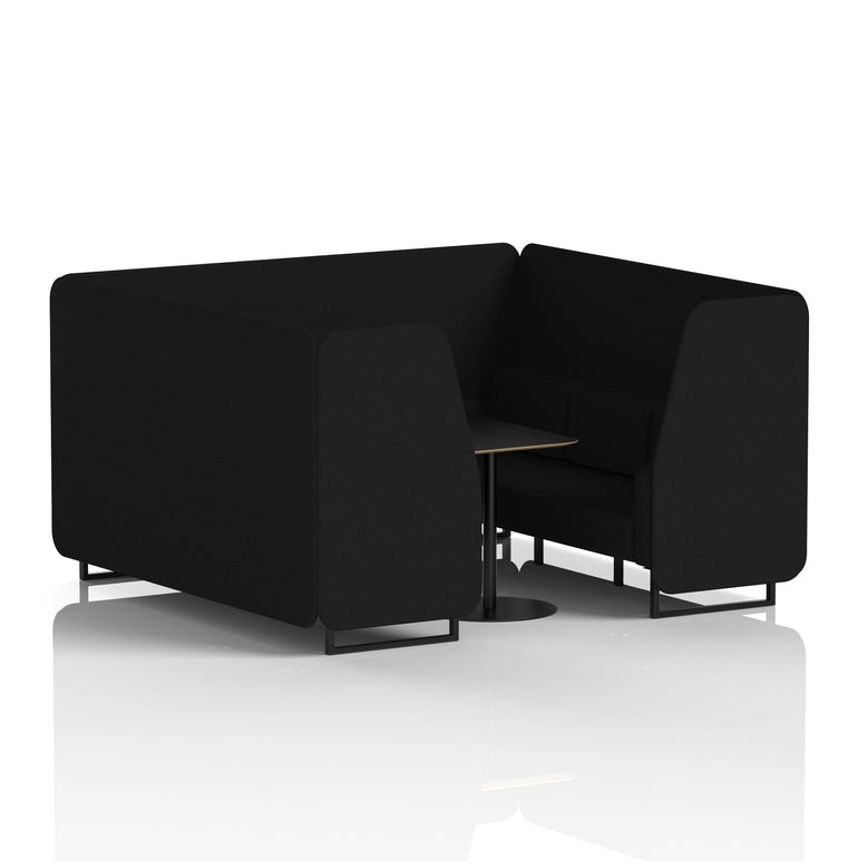 Brixworth Booth with Black Table – 2/4/6 Seater Office Pod, Multiple Colour Options, Black Frame, Plywood & Fabric, Self-Assembly, 10yr Frame Warranty