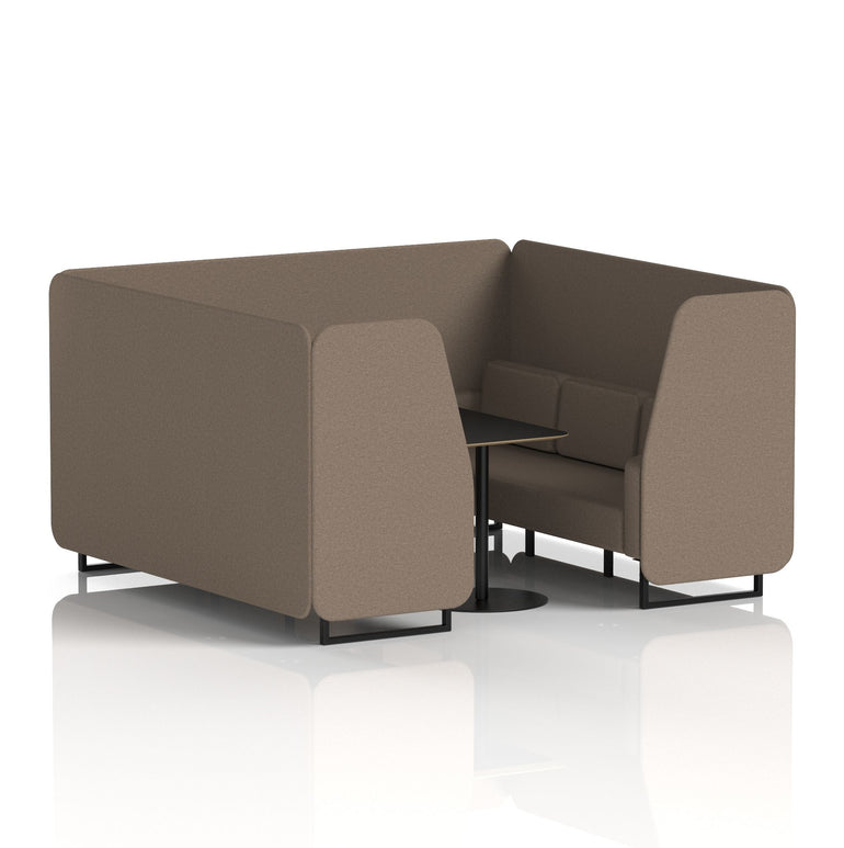 Brixworth Booth with Black Table – 2/4/6 Seater Office Pod, Multiple Colour Options, Black Frame, Plywood & Fabric, Self-Assembly, 10yr Frame Warranty