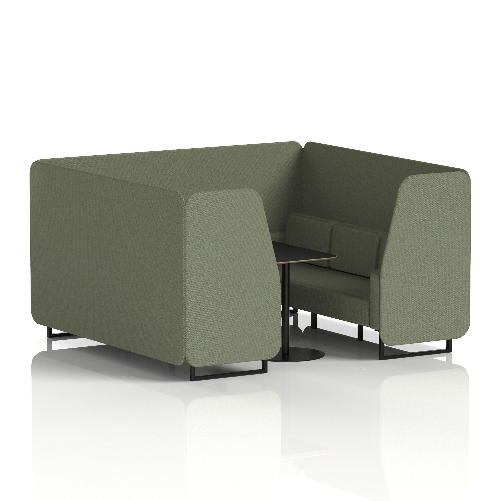 Brixworth Booth with Black Table – 2/4/6 Seater Office Pod, Multiple Colour Options, Black Frame, Plywood & Fabric, Self-Assembly, 10yr Frame Warranty