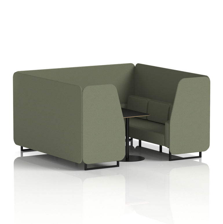 Brixworth Booth with Black Table – 2/4/6 Seater Office Pod, Multiple Colour Options, Black Frame, Plywood & Fabric, Self-Assembly, 10yr Frame Warranty