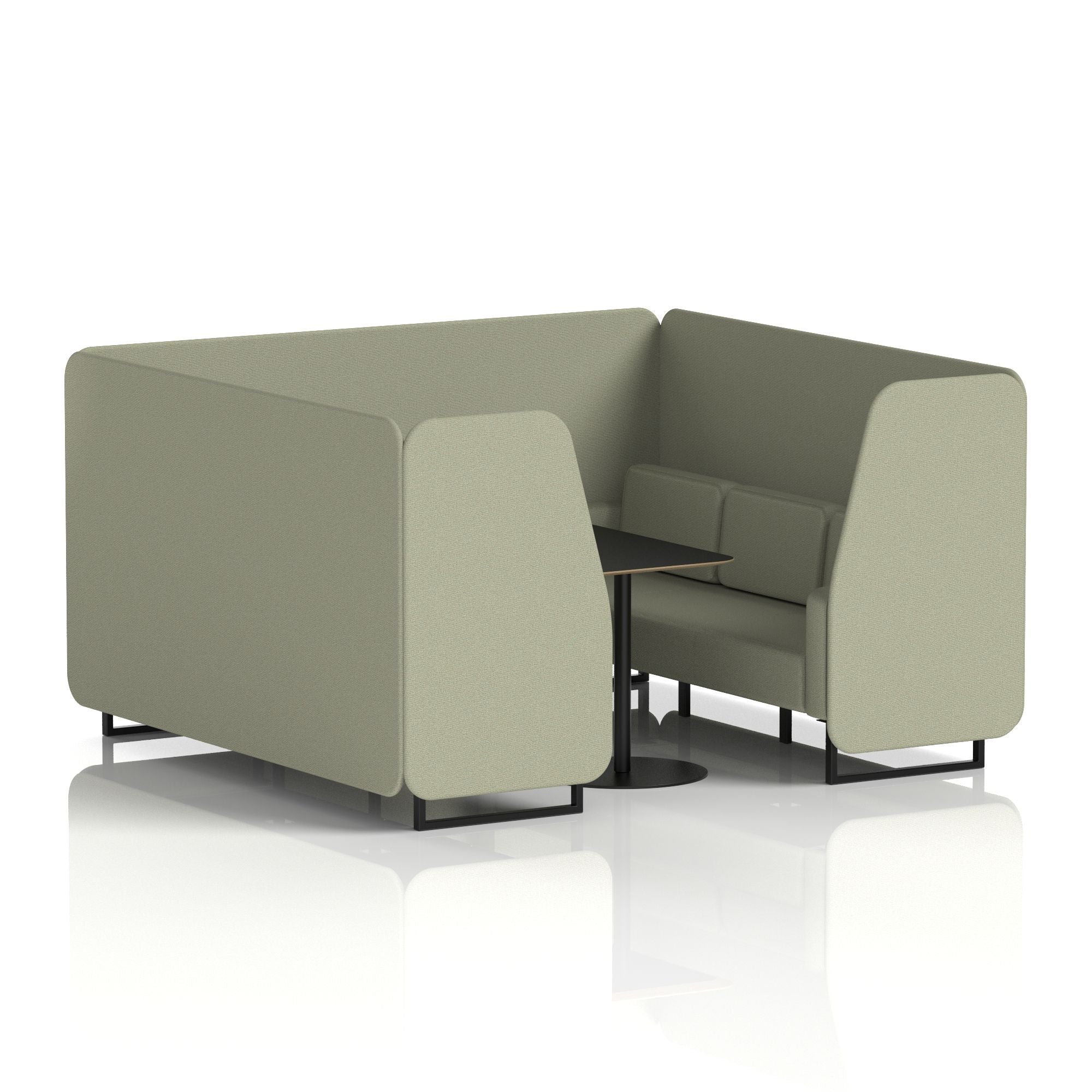 Brixworth Booth with Black Table – 2/4/6 Seater Office Pod, Multiple Colour Options, Black Frame, Plywood & Fabric, Self-Assembly, 10yr Frame Warranty