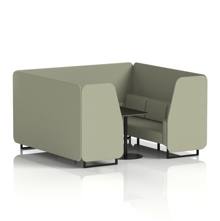 Brixworth Booth with Black Table – 2/4/6 Seater Office Pod, Multiple Colour Options, Black Frame, Plywood & Fabric, Self-Assembly, 10yr Frame Warranty