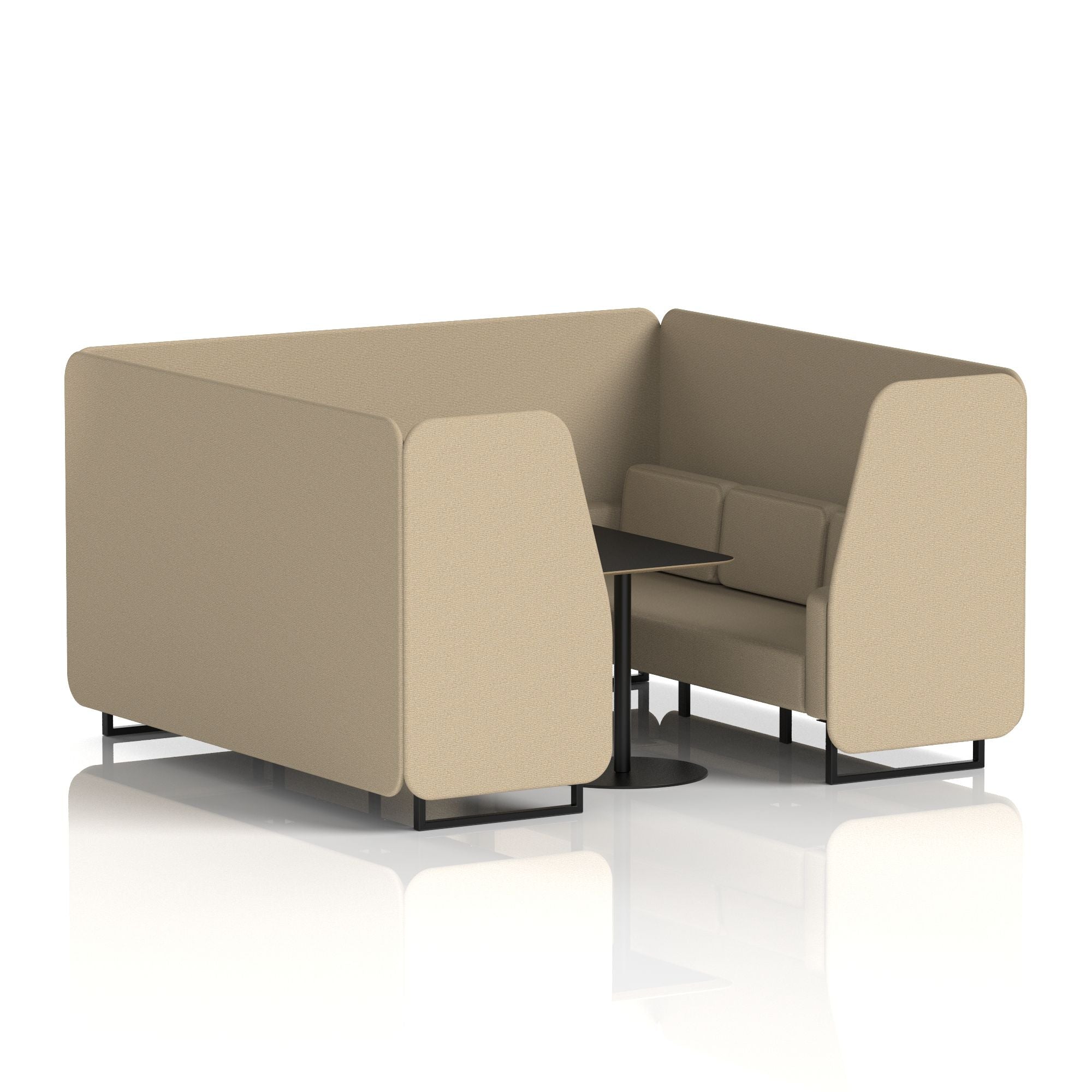 Brixworth Booth with Black Table – 2/4/6 Seater Office Pod, Multiple Colour Options, Black Frame, Plywood & Fabric, Self-Assembly, 10yr Frame Warranty