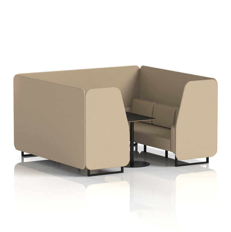 Brixworth Booth with Black Table – 2/4/6 Seater Office Pod, Multiple Colour Options, Black Frame, Plywood & Fabric, Self-Assembly, 10yr Frame Warranty