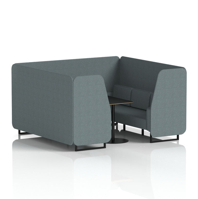 Brixworth Booth with Black Table – 2/4/6 Seater Office Pod, Multiple Colour Options, Black Frame, Plywood & Fabric, Self-Assembly, 10yr Frame Warranty