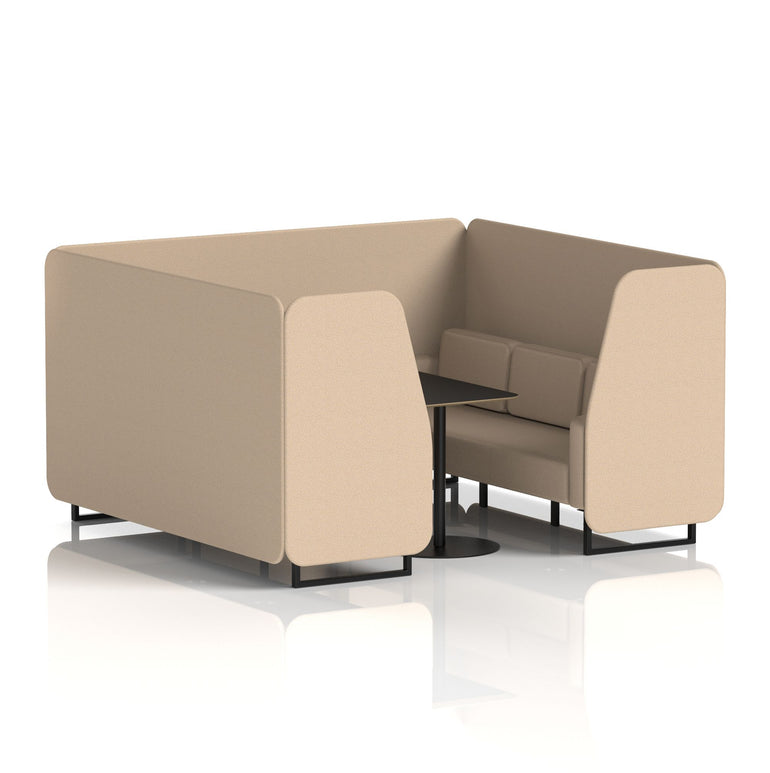 Brixworth Booth with Black Table – 2/4/6 Seater Office Pod, Multiple Colour Options, Black Frame, Plywood & Fabric, Self-Assembly, 10yr Frame Warranty