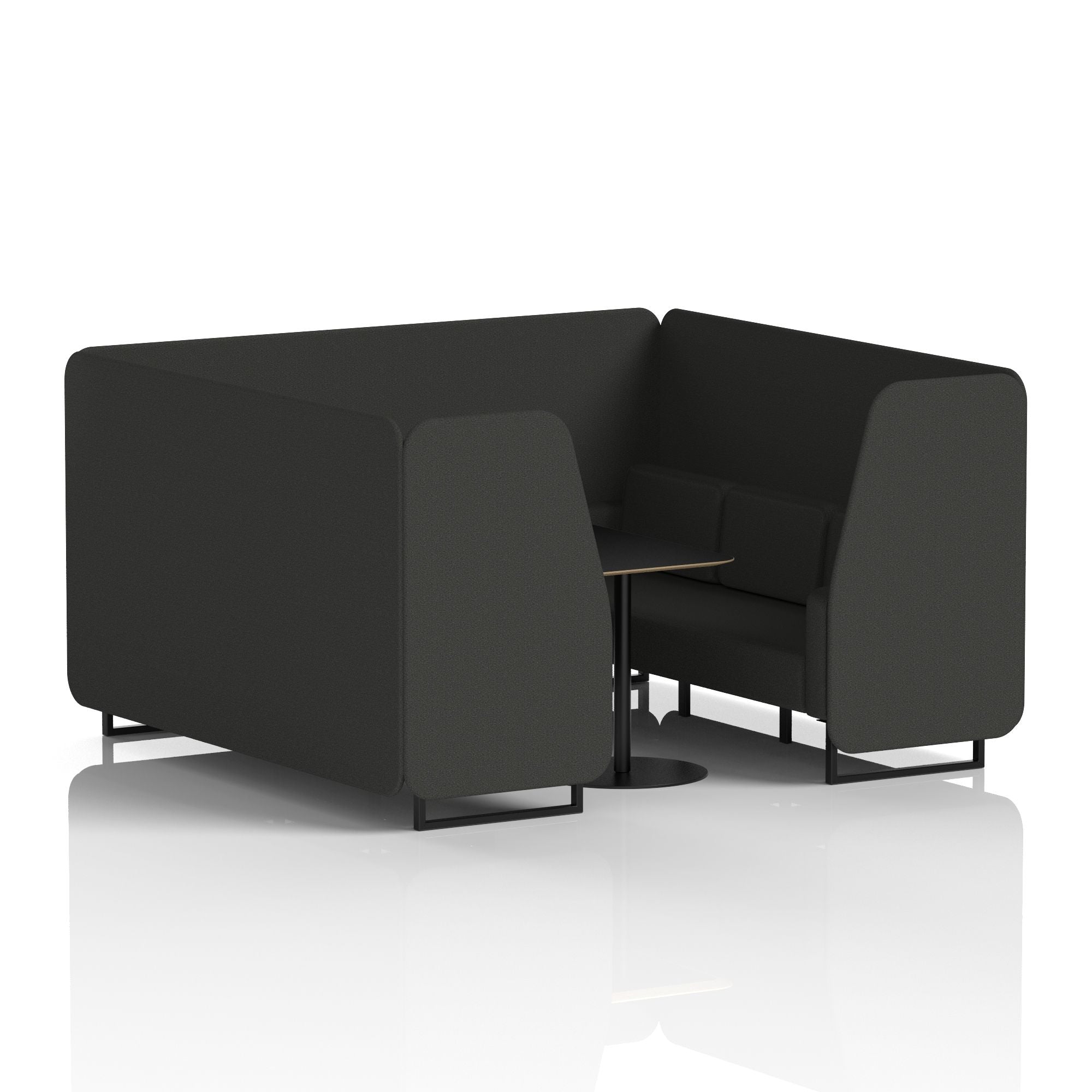 Brixworth Booth with Black Table – 2/4/6 Seater Office Pod, Multiple Colour Options, Black Frame, Plywood & Fabric, Self-Assembly, 10yr Frame Warranty