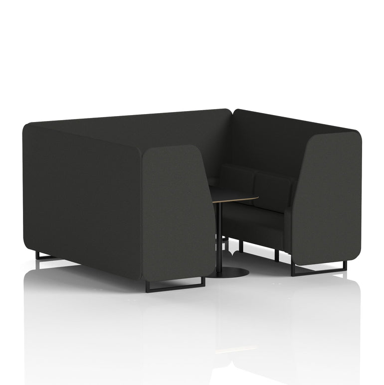 Brixworth Booth with Black Table – 2/4/6 Seater Office Pod, Multiple Colour Options, Black Frame, Plywood & Fabric, Self-Assembly, 10yr Frame Warranty