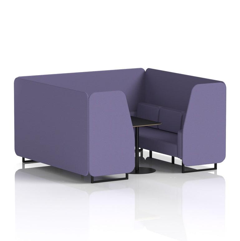 Brixworth Booth with Black Table – 2/4/6 Seater Office Pod, Multiple Colour Options, Black Frame, Plywood & Fabric, Self-Assembly, 10yr Frame Warranty