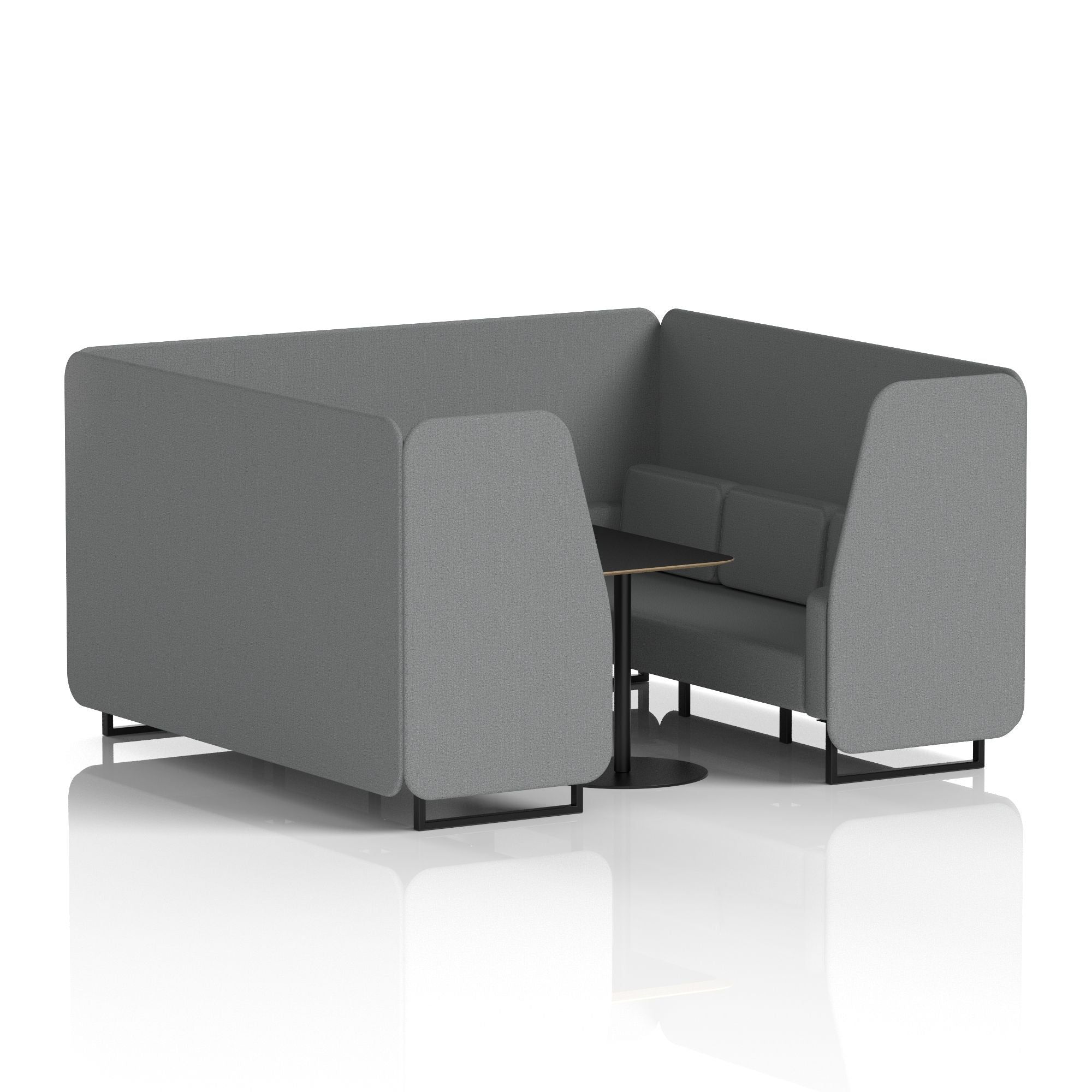 Brixworth Booth with Black Table – 2/4/6 Seater Office Pod, Multiple Colour Options, Black Frame, Plywood & Fabric, Self-Assembly, 10yr Frame Warranty