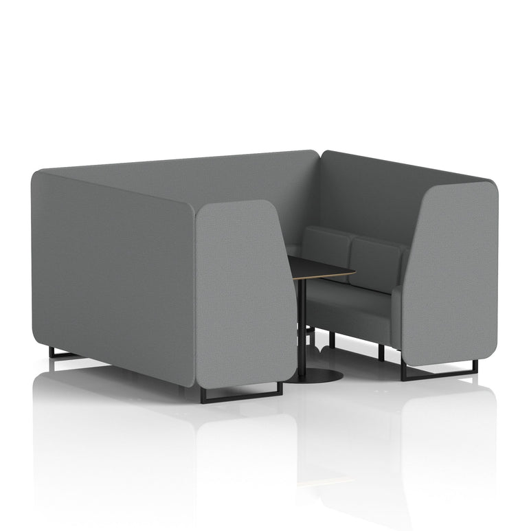 Brixworth Booth with Black Table – 2/4/6 Seater Office Pod, Multiple Colour Options, Black Frame, Plywood & Fabric, Self-Assembly, 10yr Frame Warranty