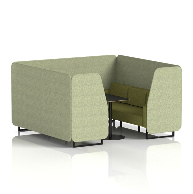 Brixworth Office Booth with Black Table – 2, 4 or 6 Seater, Black Frame, Various Two-Tone Colours – Plywood, Foam & Fabric – Self-Assembly, 10yr Frame Warranty