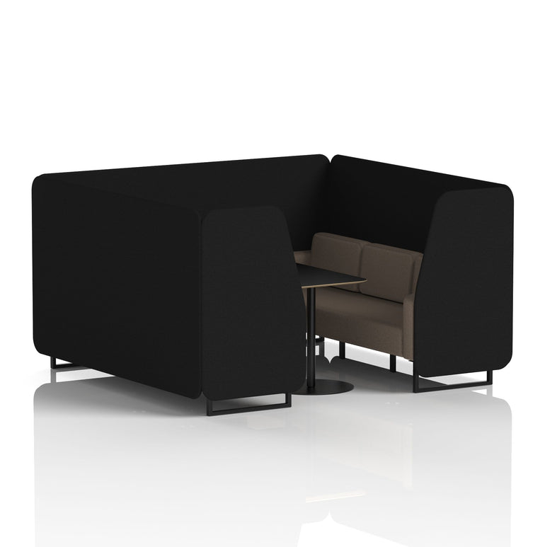 Brixworth Office Booth with Black Table – 2, 4 or 6 Seater, Black Frame, Various Two-Tone Colours – Plywood, Foam & Fabric – Self-Assembly, 10yr Frame Warranty