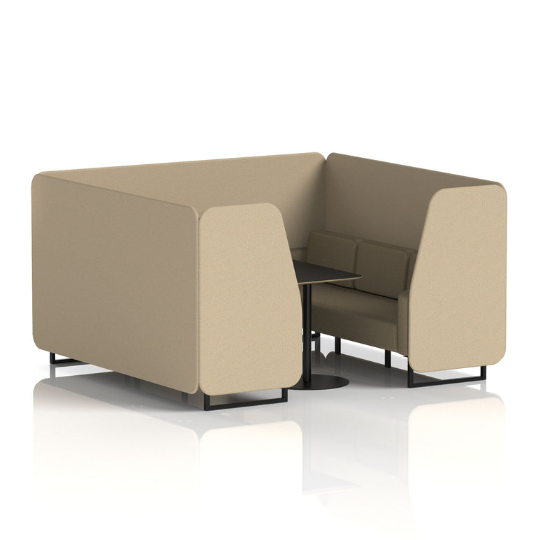 Brixworth Office Booth with Black Table – 2, 4 or 6 Seater, Black Frame, Various Two-Tone Colours – Plywood, Foam & Fabric – Self-Assembly, 10yr Frame Warranty