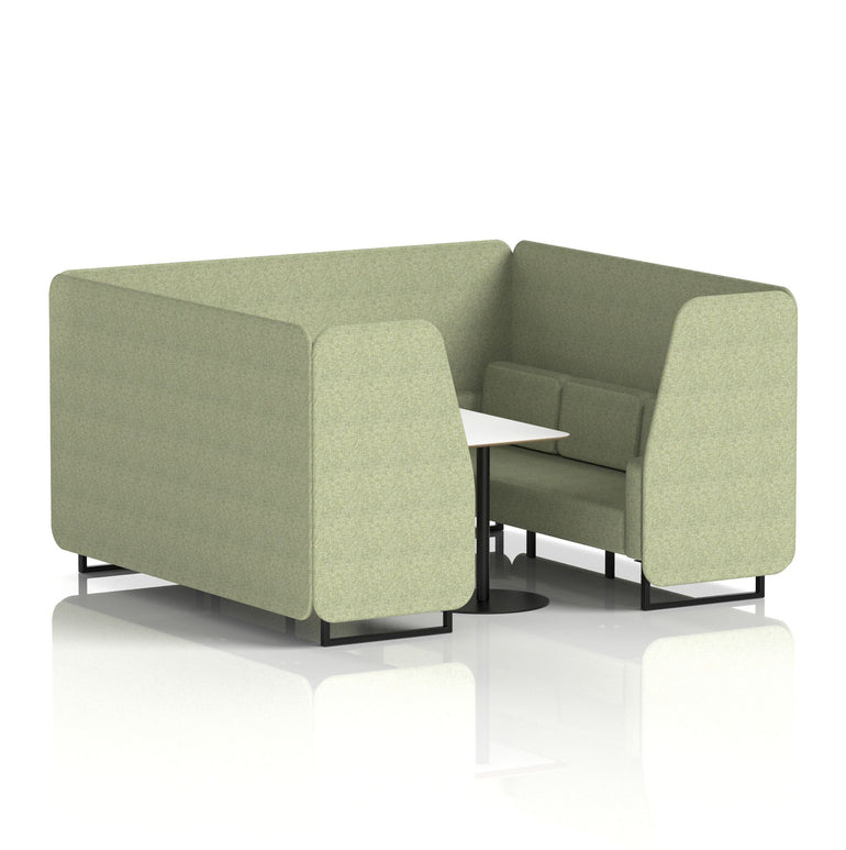 Brixworth Office Booth with White Table, 2/4/6 Seater, Multiple Colours, Black Frame, Plywood & Fabric, Self-Assembly, 10 Yr Frame Warranty
