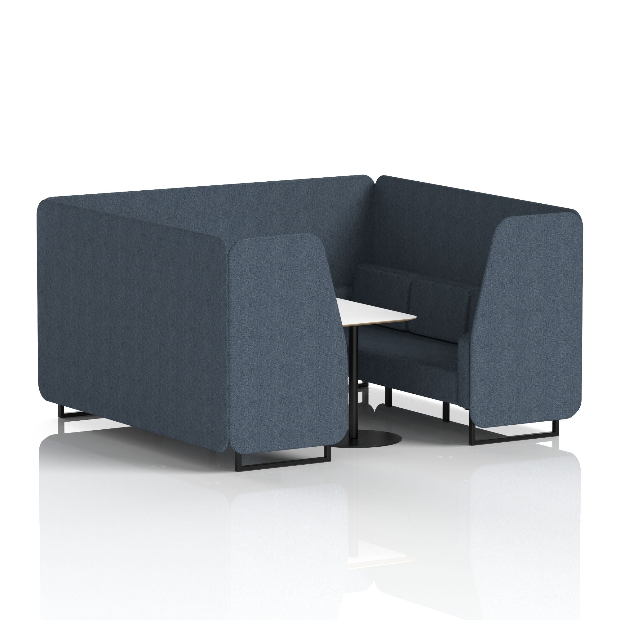 Brixworth Office Booth with White Table, 2/4/6 Seater, Multiple Colours, Black Frame, Plywood & Fabric, Self-Assembly, 10 Yr Frame Warranty
